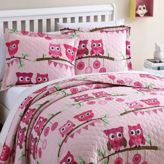 cxmicrotex Owl Pink Quilt Set Коллекция постельного белья для девочек