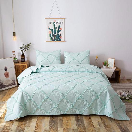 Коллекция твердых постельных принадлежностей Ruffle Quilt Set Двустороннее покрывало