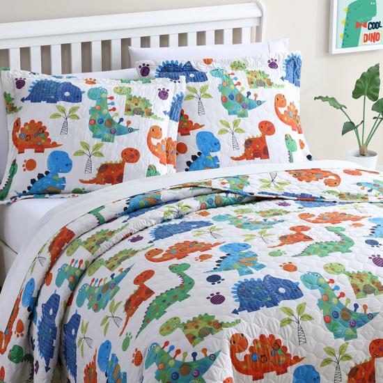 cxmicrotex Kids Twin Комплект постельного белья Стеганое покрывало с динозавром