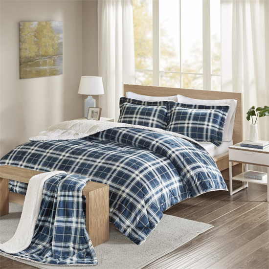 Plaid To Sherpa Comforter Set Стеганый комплект постельного белья Зимняя коллекция